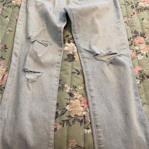 7 For All Mankind Light Blue Ripped Skinny Jeans